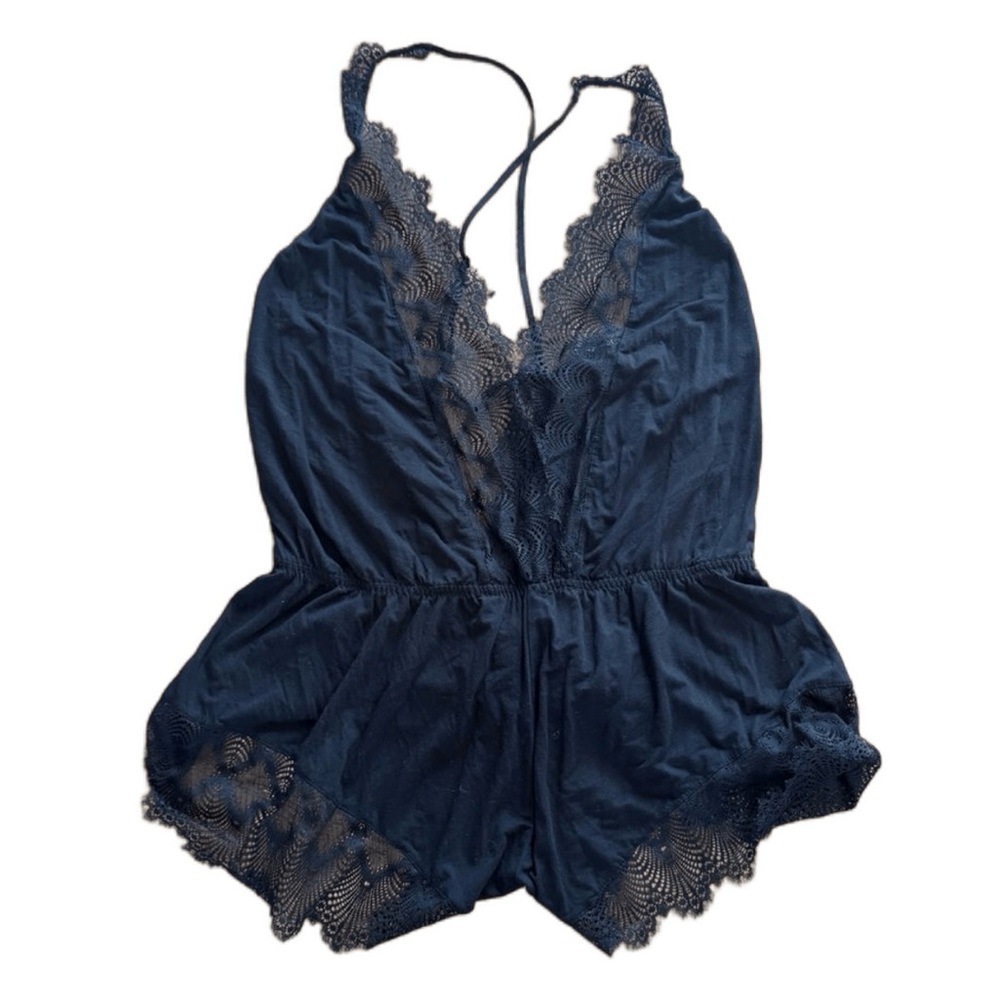 Cosabella Black Modal Lace Teddy Pajama Romper - Size XL